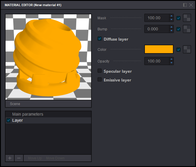 Simple orange diffuse material in Koru