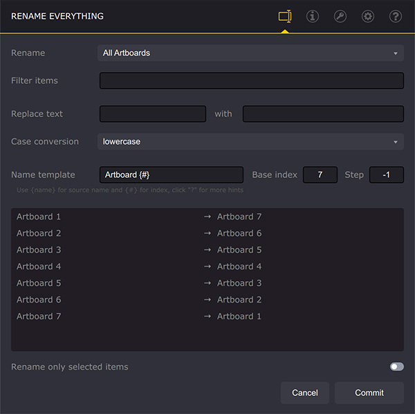 New parameters in Rename Everything plugin for Adobe Illustrator