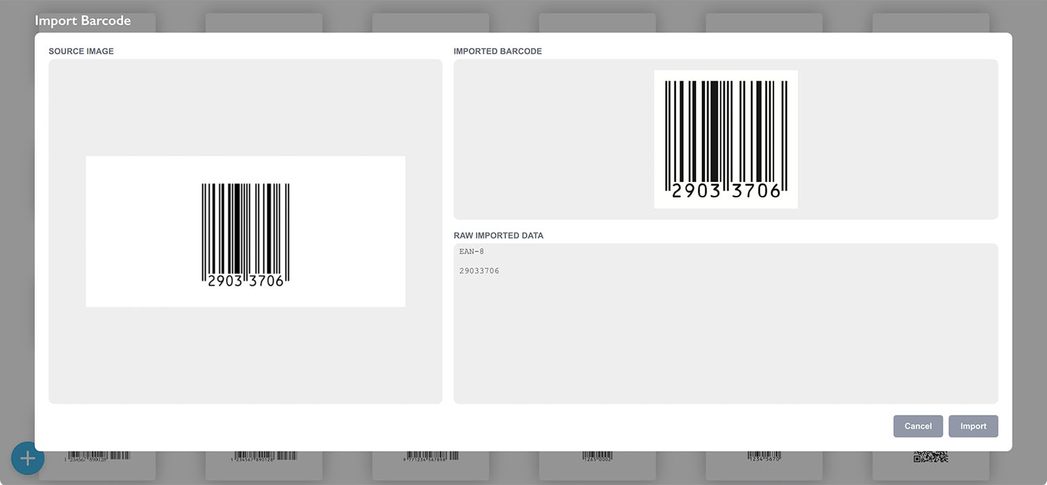 Importing of a EAN-8 Barcode