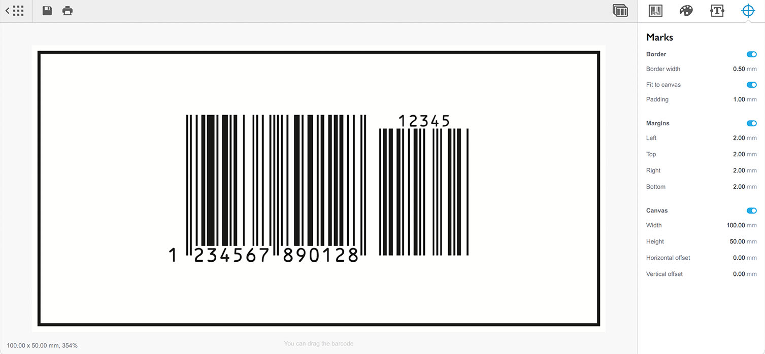 Border can now follow canvas in Barcode