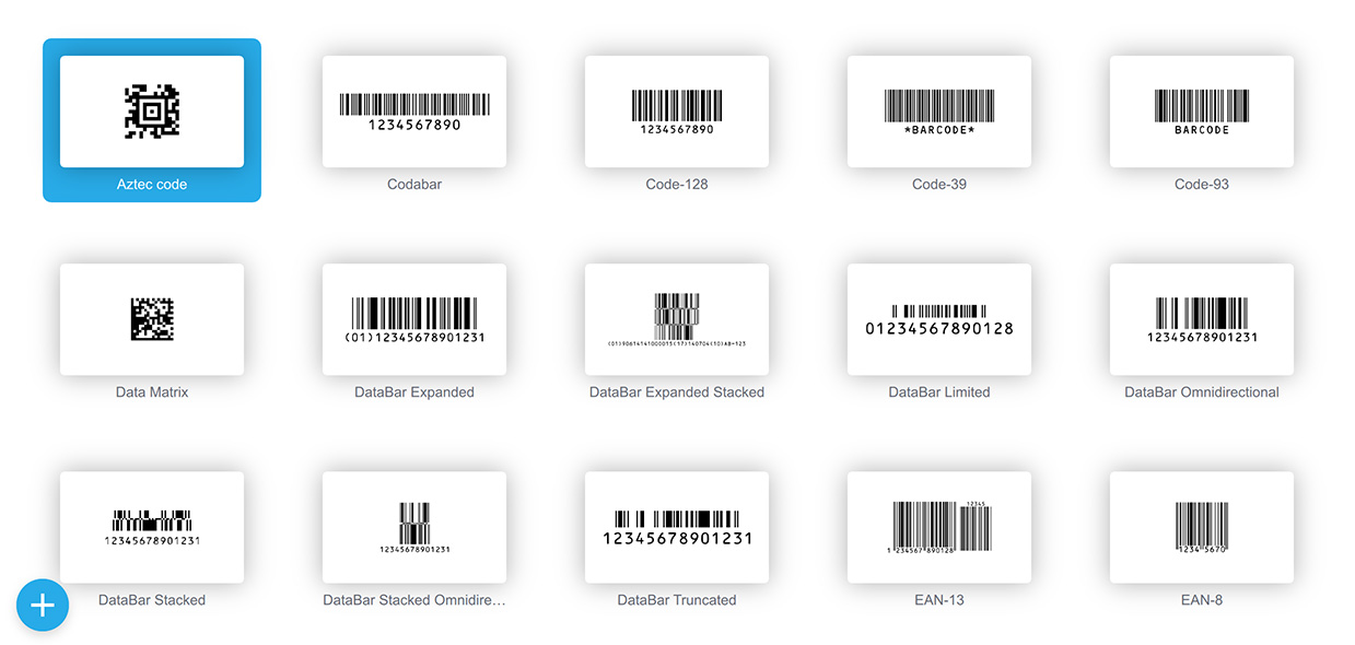 Barcode 2 displaying the list of barcodes