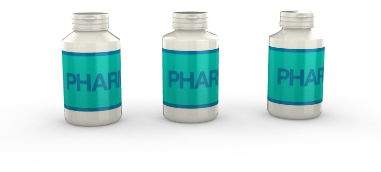 Pharma plastic bottle shape in Boxshot 4