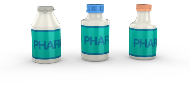 Pharma plastic bottle shape in Boxshot 4