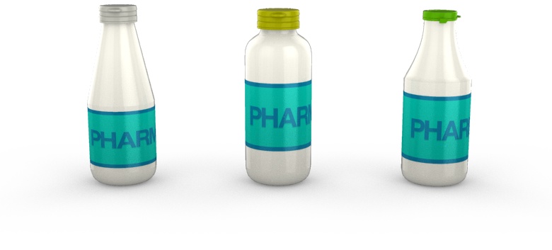 Pharma plastic bottle shape in Boxshot 4