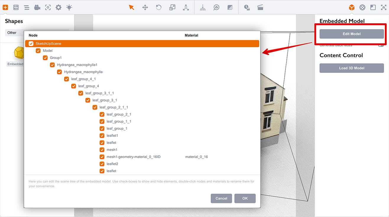 Editing embedded models in Boxshot 5