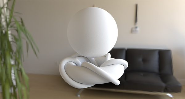 Scene with complex lighting rendered using raytracing