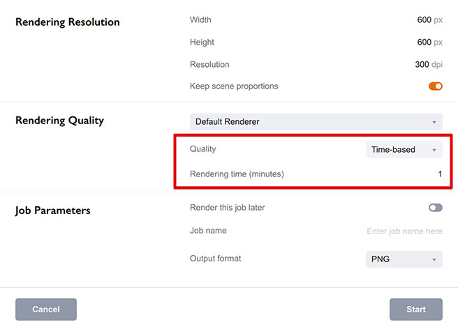 Time-based rendering mode in Boxshot 5