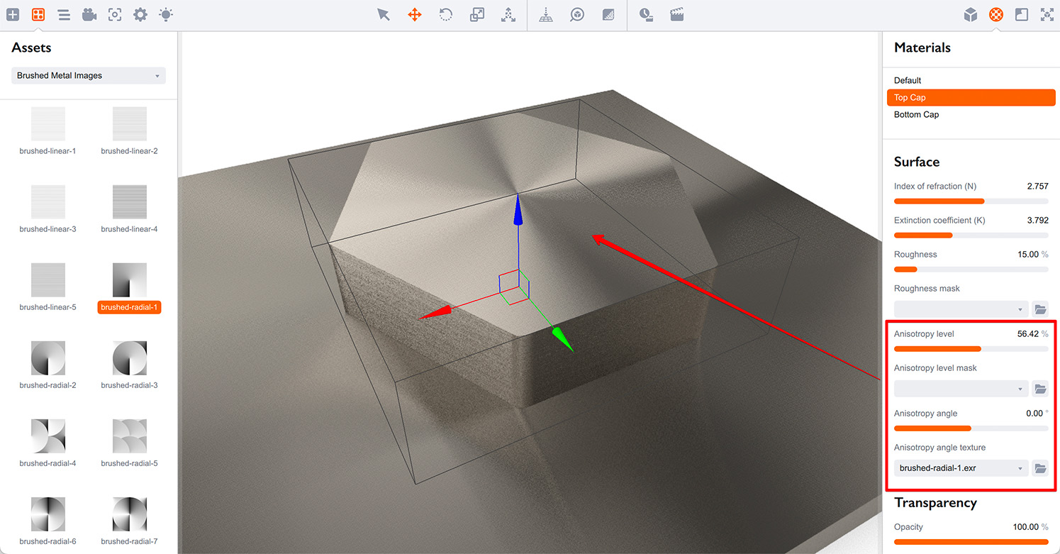 Using anisotropy to create brushed metal effect