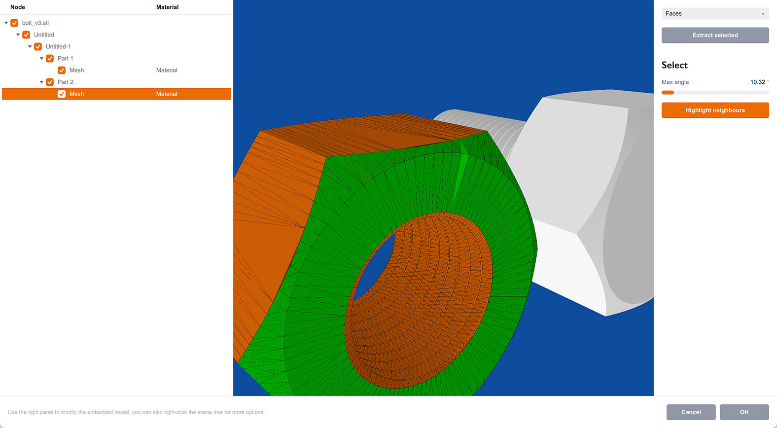 Editing embedded model faces in Boxshot