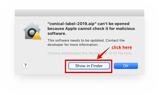 Conical Label plugin issues on MacOS 10.15 Catalina