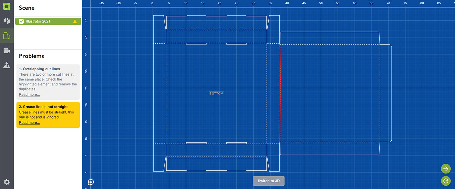 New dieline error reporting in Origami