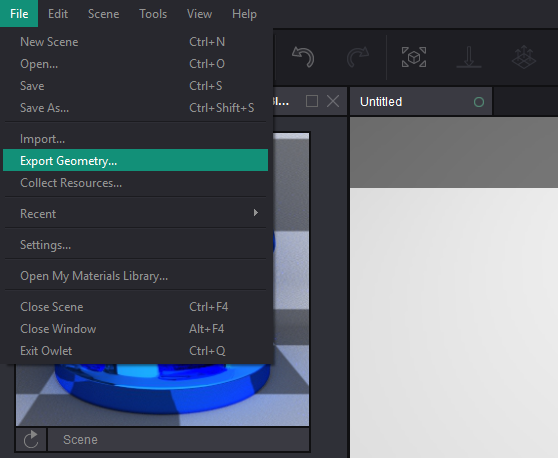 Export geometry feature in Owlet