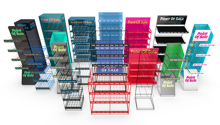 3D Point of sale shelves set