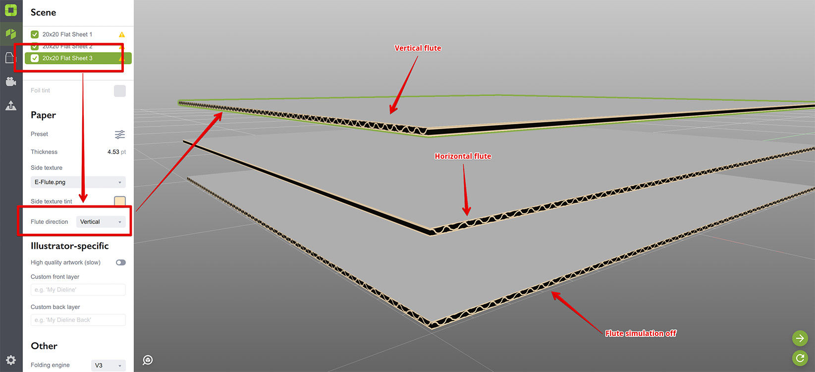 Flute direction option in Origami