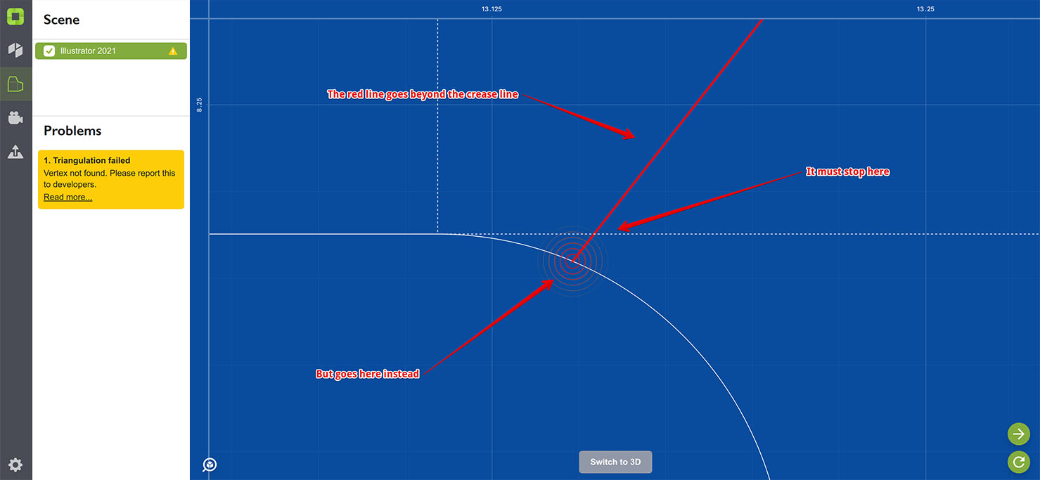 Triangulation error in V2 folding engine in Origami