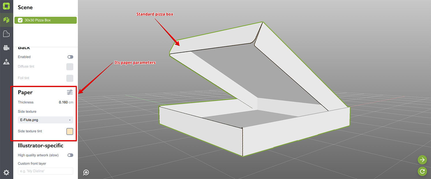 Standard pizza box in Origami and its paper settings