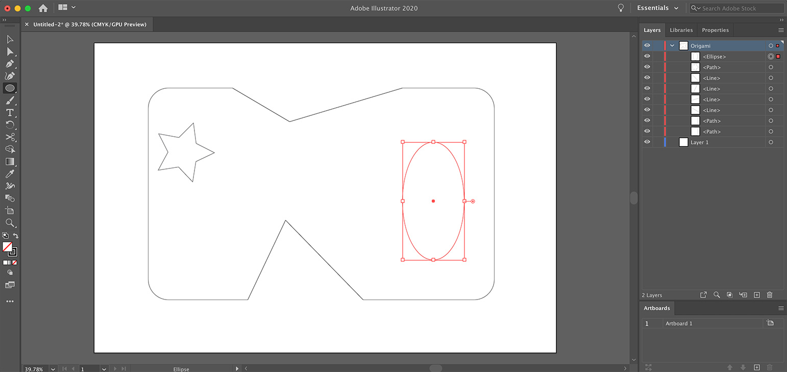 Two holes in dieline in Illustrator