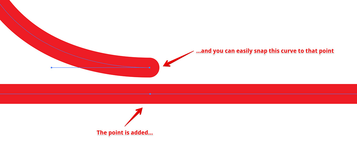 Adding an extra control point, then snap the curve to it