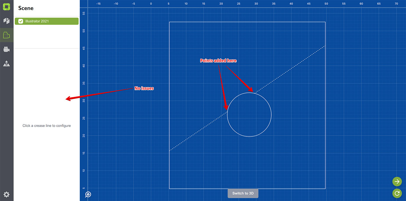 No more issues after adding two extra points to the curved cut line